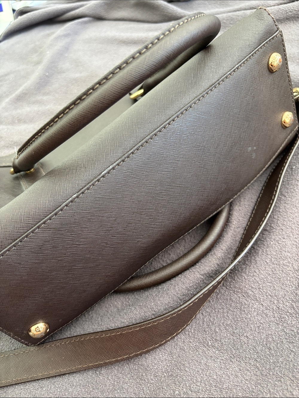 Michael Kors Brown Leather Satchel with Gold Hardware - Picture 5 of 6
